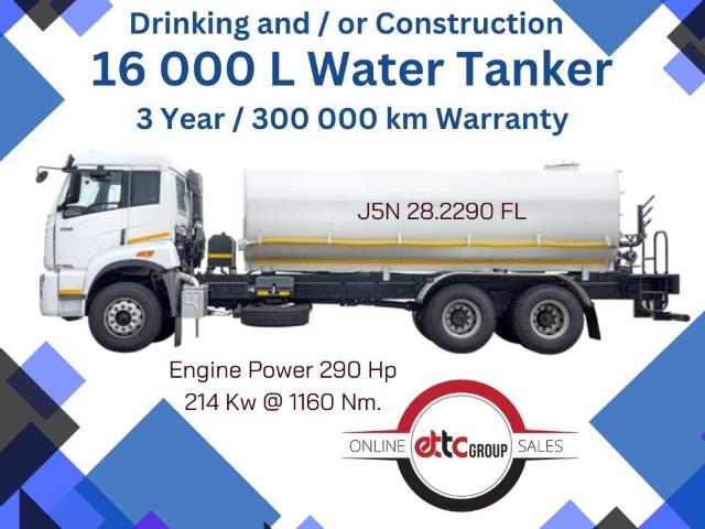 FAW J5N 28.290 FL Water Bowser / Water Tanker / Road spray / Construction and Drinking Water ETTC National Sales
