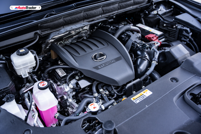 The engine bay of the Lexus RX 350 F-Sport