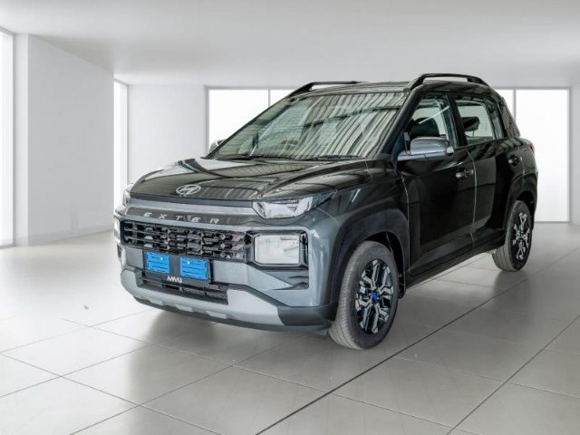 A grey Exter at a Hyundai dealership.