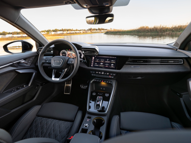 Swanky interior of the A3, left-hand-drive configuration.
