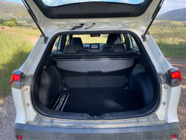 An open boot of the Corolla Cross.