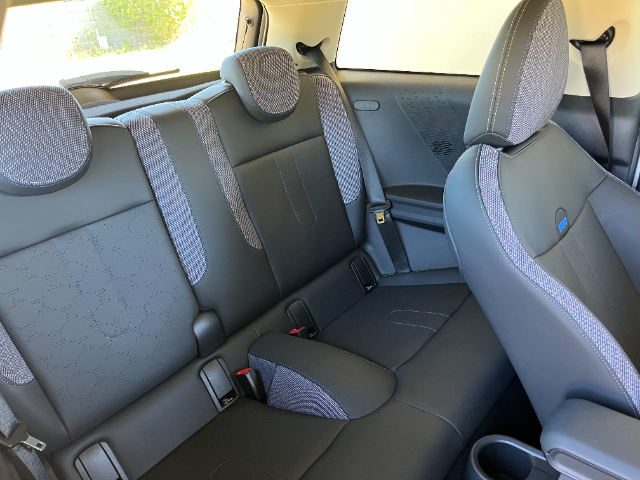 The cramped rear seat in the Cooper C.