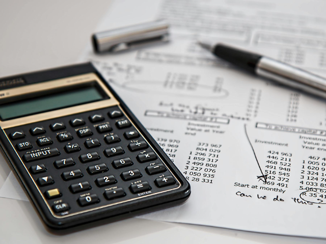 Calculator and budget on a table