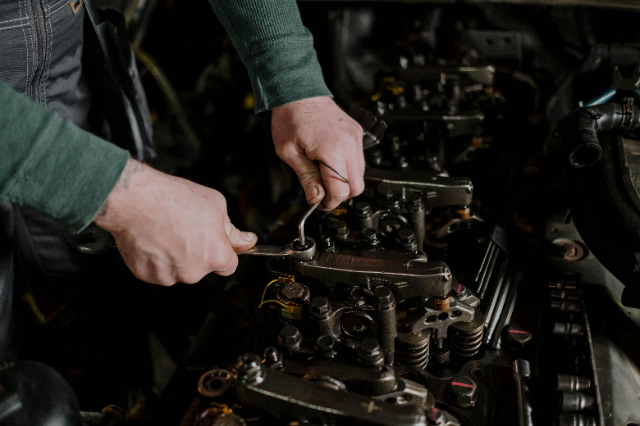 Mechanic working on a car