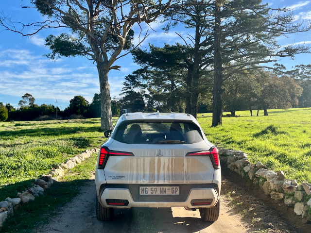 The rear view of the Mitsubishi Outlander Sport.