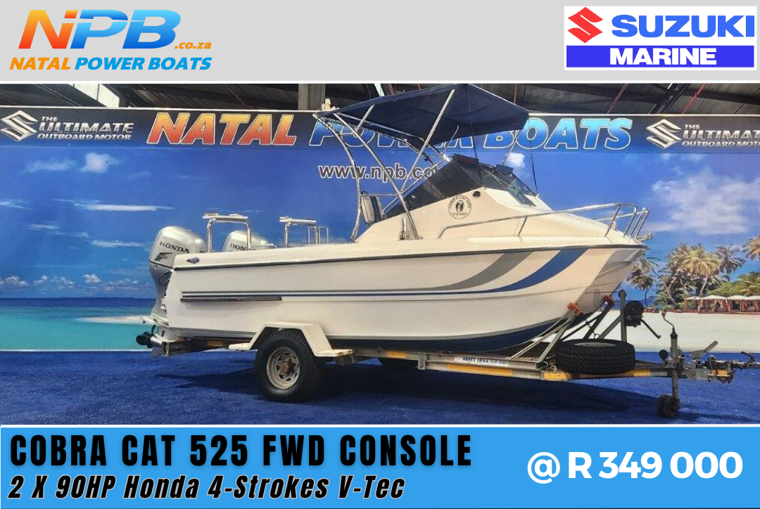 Cobra Cat 525 Forward Console - 2 x 90HP Honda 4-Strokes on Galvanized Breakneck Trailer  for sale