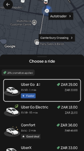 Uber Electric Price Example