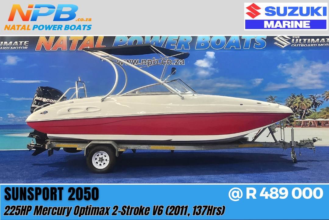 Sunsport 2050 - 225HP Mercury Optimax 2-Stroke V6 (2011, 137Hrs) on Galvanized Trialer  for sale