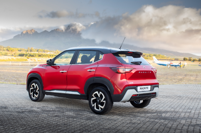 A red Magnite seen from the rear.