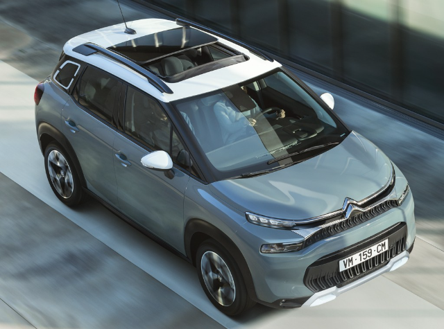 The Citroën C3 Aircross shown from above with sunroof open.