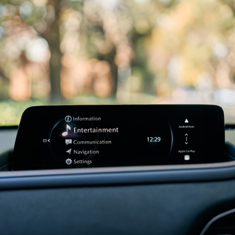 The infotainment screen of the CX-30.
