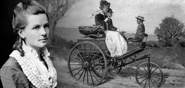 Bertha Benz and her sons with the Benz Model 3