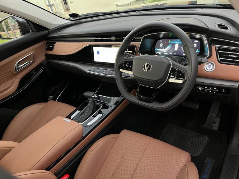 Plush and comfy in the Changan, plus we love the tan interior.