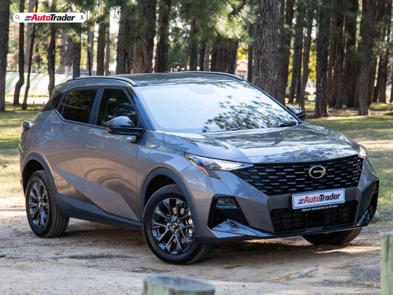 GAC GS3 Emzoom compact crossover, low-angle front three-quarter view showing its sharp geometric grille.