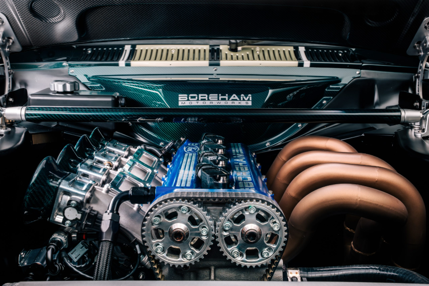 The engine bay of the Boreham Escort.