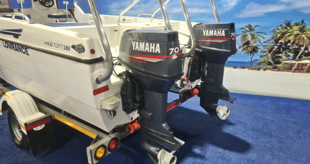 Kosicat 18.6 Forward Console 2 x 70HP Yamaha 2-Stroke (2009, 425 / 428 Hrs) on Galvanized Breakneck Trailer Natal Power Boats