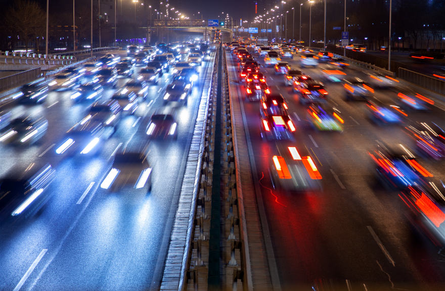Cars on a Chinese highway.