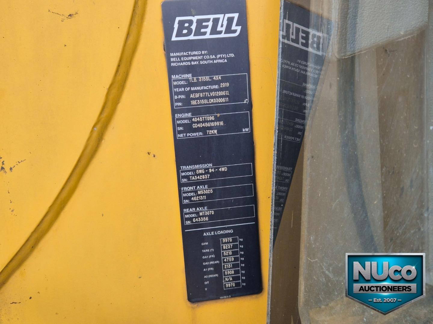 Bell 315SL 4X4 TLB Nuco Auctioneers