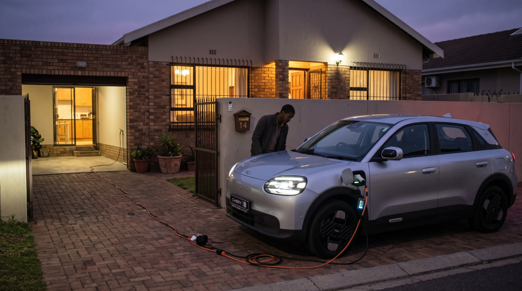 A Chery Q powering up a house.